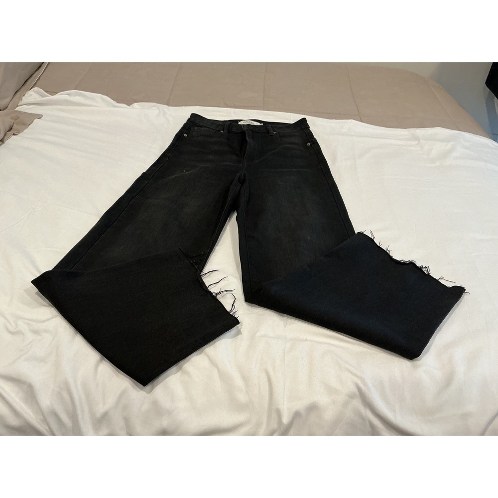 Hidden Jeans Los Angeles Black Wide Leg Raw Hem Denim Jeans Size 27